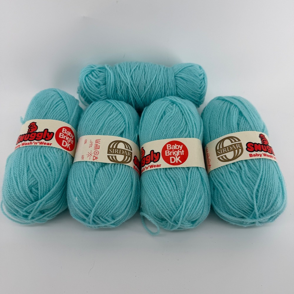 Sirdar Snuggly Baby Bright DK Yarn Aqua Blue 5 Skeins 40g Each Wash n Wear